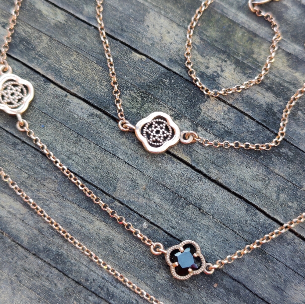 Long 35-in Rose Gold Vermeil Sterling Dyadema Italy Black Sapphire Necklace - Picture 5 of 8